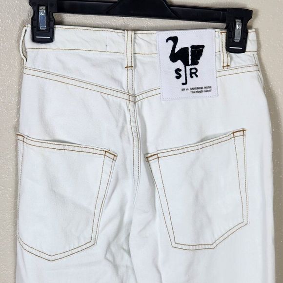 NWT Sandrine Rose X Free People White Straight Leg Jeans Size 24 - Picture 7 of 16